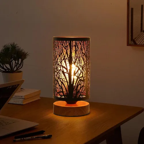 Miniatura 6 de Lámpara de mesa rústica negra para dormitorio, pequeña, de granja, regulable, lámparas de mesita para mesa de noche, lámpara de pie industrial