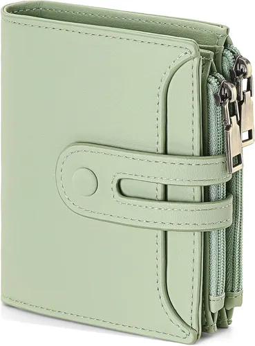 Miniatura 11 de GAEKEAO Cartera pequeña para mujer, de dos pliegues con bloqueo RFID, estuche para tarjetas de crédito con bolsillo con cremallera, A-Negro, Classic