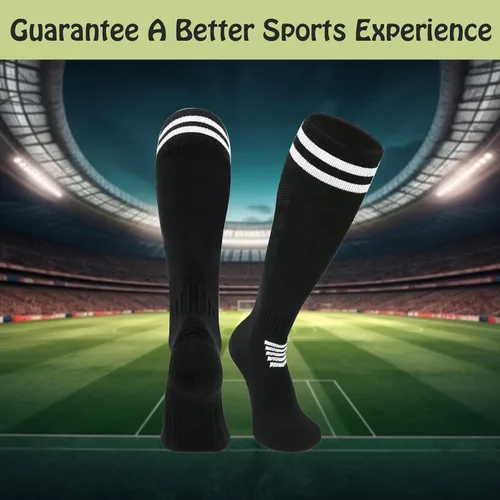 Miniatura 3 de 6 pares de calcetines elásticos de fútbol para niños, calcetines de tubo alto hasta la rodilla, coloridos calcetines de fútbol atlético para niños