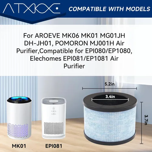 Miniatura 2 de Filtro de aire MK01 de repuesto para purificadores de aire Aroeve MK01 MK06, filtro verdadero compatible con ToLife TZ-K1, Kloudi DH-JH01, Pomoron