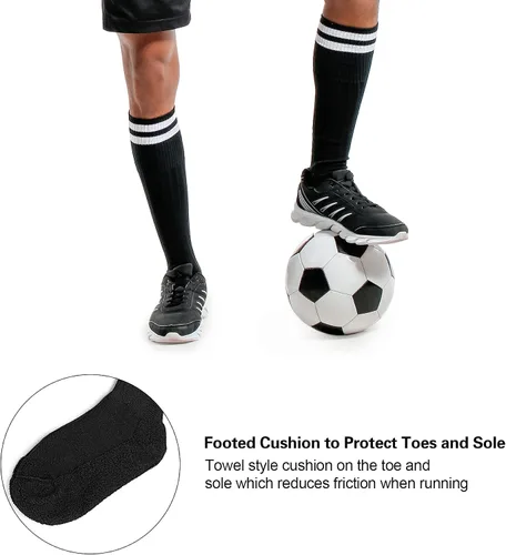 Miniatura 4 de 2 pares de calcetines de fútbol para niños de 7 a 13 años, transpirables, deportes, entrenamiento, fútbol, calcetines para niñas y niños