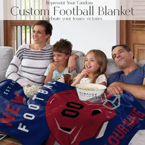 Miniatura 54 de Manta personalizada para fanáticos del fútbol americano – Se envía al día siguiente – Hecha en Estados Unidos – Manta de vellón personalizada