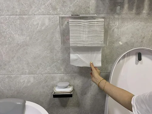 Miniatura 3 de Dispensador de toallas de papel acrílico Cq con tapa para montaje en pared, soporte de toallas de papel transparente para baño y cocina, apto