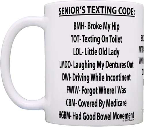 Miniatura 3 de ThisWear Jubilación Taza de café de cerámica con código de texto para personas mayores de 11 onzas, color blanco