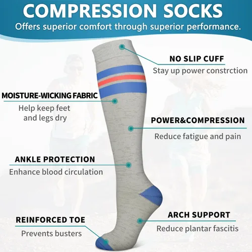 Miniatura 130 de 6 Pack Copper Compression Socks for Women and Men Circulation-Best Support for Medical, Running,Nursing,Athletic