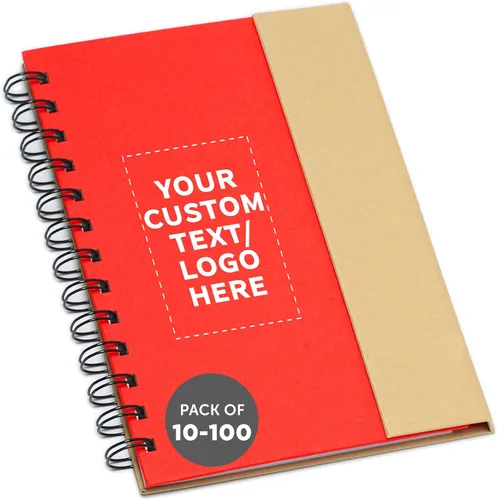 Miniatura 4 de DISCOUNT PROMOS Juego de 1 cuadernos de espiral ecológicos personalizados con bolígrafos, paquete personalizado a granel, perfecto para negocios