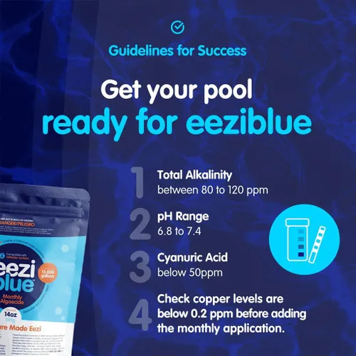 Miniatura 8 de Eeziblue Paquete mensual de algicidas para piscina Refuerzo de piscina para todas las algas en piscinas sobre el suelo y en el suelo, paquete de 4