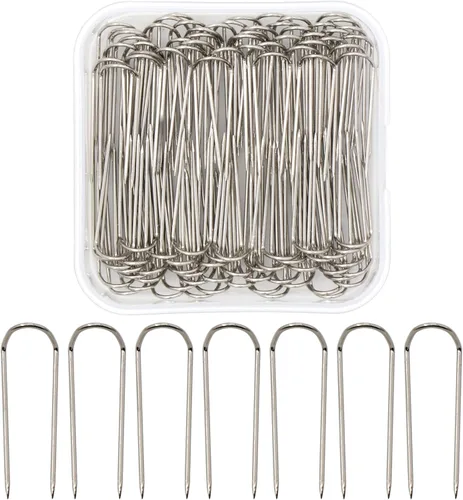 Horquillas para coser en forma de U para tela, 100 unidades, pasadores de caja de sombras, multiusos, de acero inoxidable, rectos para manualidades,
