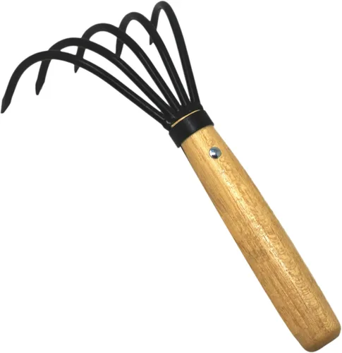 KAKURI Herramienta de jardín cultivador manual de 10 pulgadas, rastrillo de mano para deshierbe, excavación, cultivo, acero japonés forjado a mano,