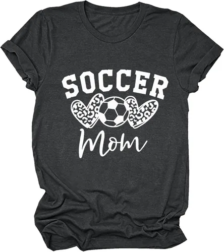 Miniatura 3 de Holzkary Camiseta divertida para mamá con estampado de letras y estampado de futbol para mamá
