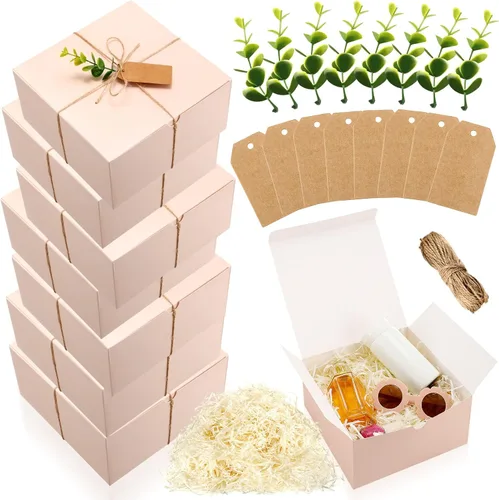 Miniatura 16 de Crtiin Juego de 8 Cajas de Regalo de 8 x 8 x 4 Pulgadas de Papel Blanco para Propuesta de Dama de Honor con Tapas para Regalos Boda Despedida
