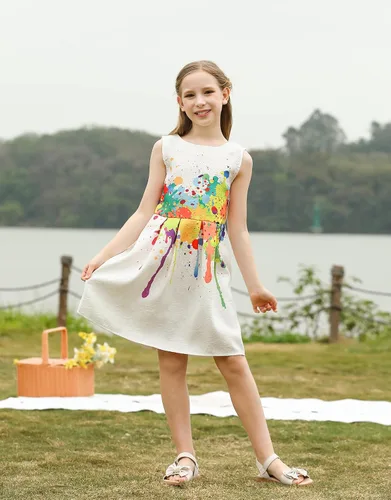 Miniatura 5 de Vestido informal de verano 21KIDS con estampado creativo artístico multicolor tallas 6-12