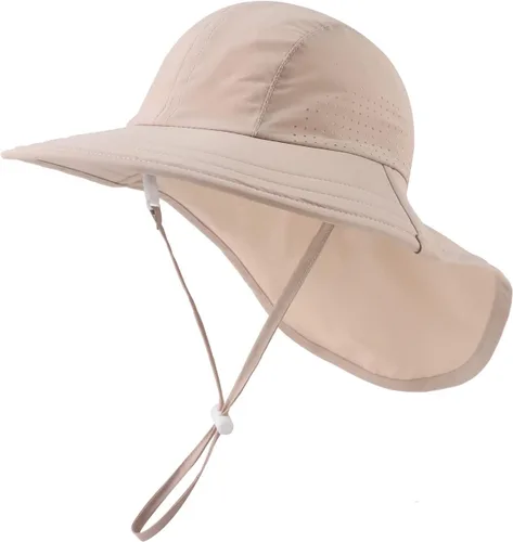 Miniatura 41 de Sombrero de verano para niños pequeños con solapa para el cuello, impermeable, sombrero de natación para niños, protección UV, sombrero de playa