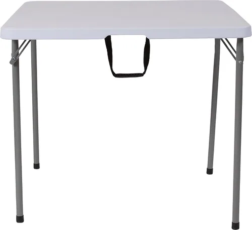 Miniatura 3 de Flash Furniture Kathryn - Mesa plegable cuadrada de plástico blanco de granito de 2.79 pies con asa de transporte