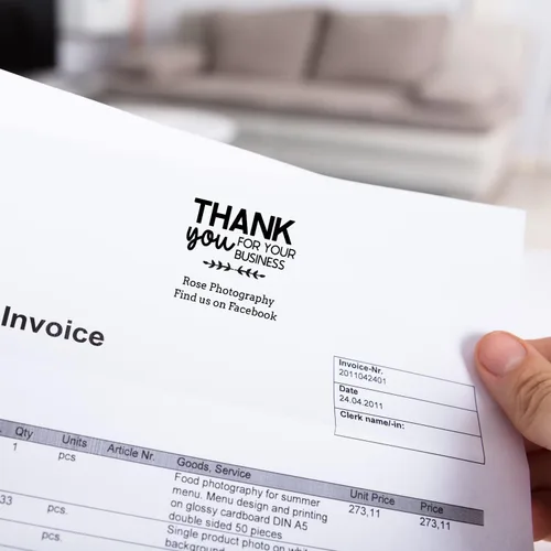 Miniatura 3 de Sello personalizado con texto en inglés «Thank You for Your Business» / Sello cuadrado autoentintado de 1.5 pulgadas, sello de tinta negra