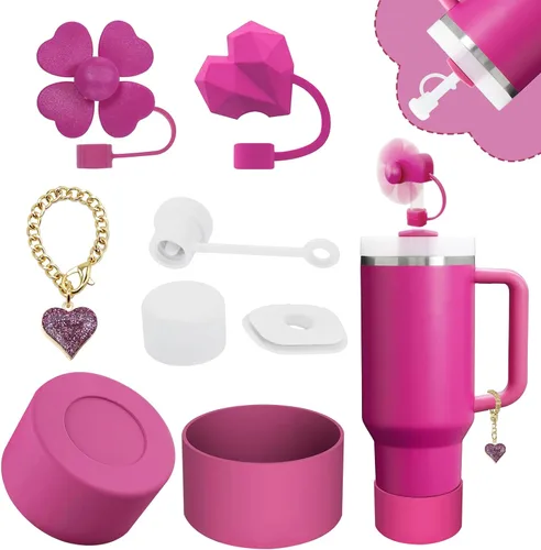 Miniatura 31 de Conjunto de accesorios para taza Stanley, incluye 2 piezas de cubierta de pajita de 0.4 pulgadas, 1 tapón antiderrame de silicona, 1 lindo encanto
