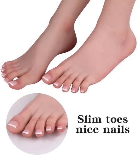 Miniatura 4 de 1:1 par de pies femeninos modelo de silicona suave arrugas en las plantas de los pies, maniquí de tamaño real estilo ballet con uñas