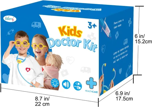 Miniatura 7 de Liberry Kit médico para niños pequeños de 3, 4 y 5 años, juego de médico para niñas y niños, kit médico de juego de simulación con estetoscopio