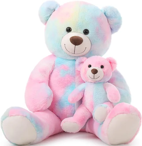 Miniatura 10 de Tezituor Oso de peluche grande con bebé, oso de peluche grande de 39 pulgadas con bebé, oso de peluche gigante para niños, novia en el día