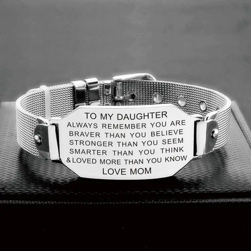 Miniatura 2 de FALOGIJE Regalos de cumpleaños para hija, pulsera inspiradora para hija, joyería con texto en inglés "I Love You", regalos para graduación, Navidad