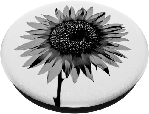 Miniatura 2 de Simple Flower - PopSockets de girasol blanco y negro intercambiable PopGrip