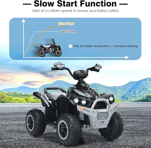 Miniatura 3 de INFANS vehículo para niños Ride on ATV, vehículo de juguete de 4 ruedas de 12 V con música, bocina, velocidades alta y baja, luces LED, vehículo