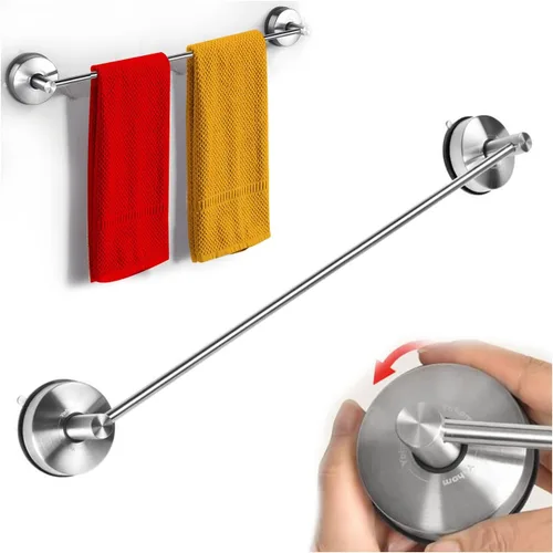 YOHOM Toallero con ventosa para ducha, de acero inoxidable, de 22 pulgadas, soporte para toallas de mano, soporte de toalla de cocina con ventosa,