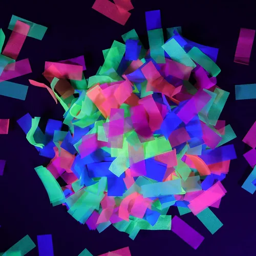 Miniatura 7 de Ultimate Confetti, Confeti biodegradable rectangular azul reactivo a los rayos UV, papel de seda resistente al fuego y confeti de caída lenta