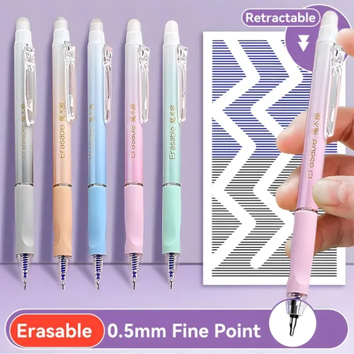 Miniatura 3 de 12 bolígrafos borrables lindos + 10 repuestos, bolígrafos de gel de goma de borrar estéticos retráctiles, bolígrafos de escritura suave de agarre