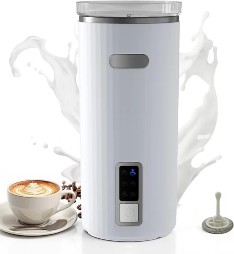 Miniatura 9 de Kndko Espumador de leche eléctrico, espumador de leche y vaporizador 6 en 1, máquina automática de espuma fría y cálida y calentador de leche