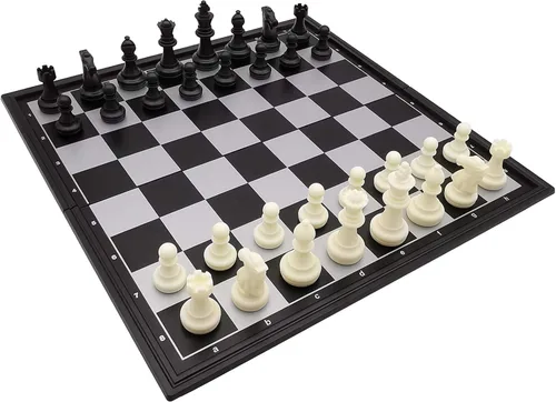 Juego de ajedrez magnético de viaje de 9.8 pulgadas para adultos y niños, con tablero de ajedrez plegable portátil para exteriores, color blanco y
