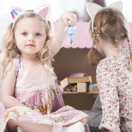 Miniatura 6 de Diademas con orejas de gato, 4 piezas, accesorios para fiesta de cumpleaños de niños, pieza de cabeza de cosplay de franela de dibujos animados