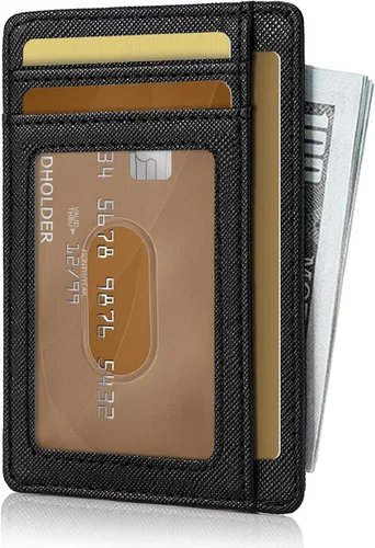 Miniatura 2 de Hoewina Cartera delgada para hombre, bolsillo frontal minimalista con bloqueo RFID, billetera de cuero delgada para tarjetas de viaje, regalos