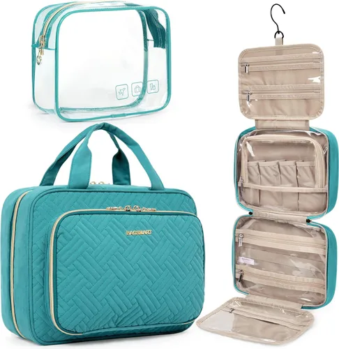 Miniatura 8 de BAGSMART Neceser de viaje colgante con organizador de maquillaje aprobado por la TSA, bolsa cosmética transparente para artículos de aseo personal