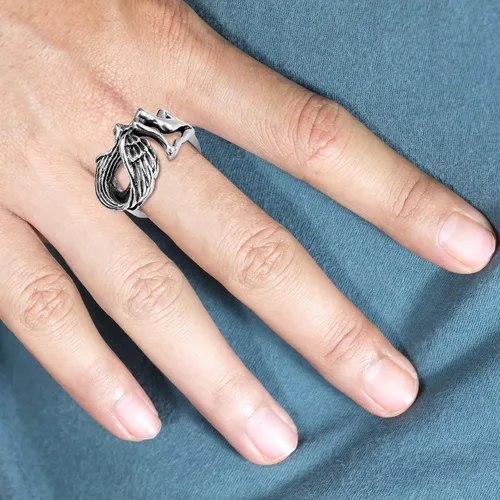 Miniatura 6 de Anillo de plata de ley 925 con diseño de ángel volador