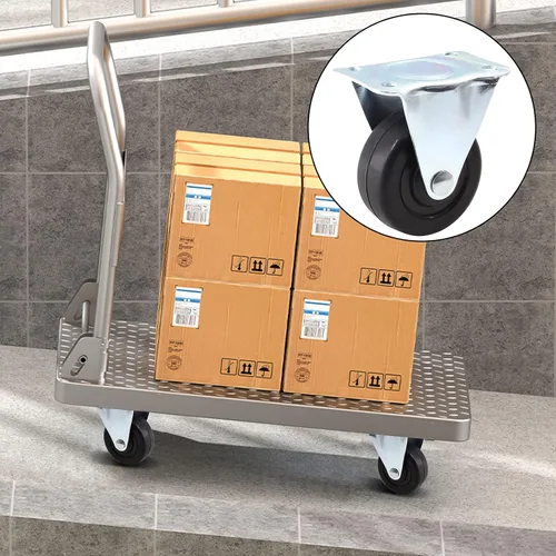 Miniatura 5 de 4 ruedas giratorias de goma de 2 pulgadas, ruedas fijas rígidas de alta resistencia con placa superior no giratoria para muebles