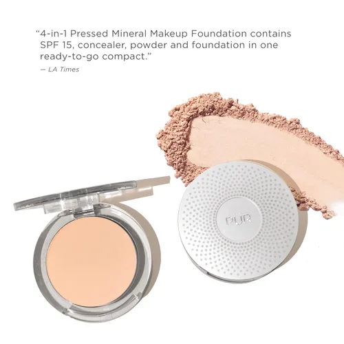 Miniatura 10 de PÜR MINERALS Base de Maquillaje Mineral Prensada 4 en 1 en Polvo con SPF 15 - Corrector y Compacto de Acabado en Polvo Prensado para Rostro - Base