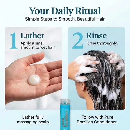 Miniatura 6 de PURE BRAZILIAN - Champú diario anti encrespamiento - Sin sal, color seguro, con queratina, aceite de argán y acai (13.5 onzas / 13.5 fl oz)