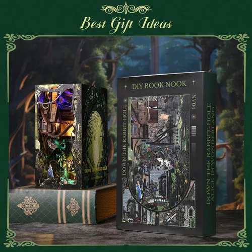 Miniatura 6 de CCCDF Kit de Rincón de Libros, Kit de Rincón de Libros con Cubierta Antipolvo para Adultos Kit de Casa en Miniatura DIY Rompecabezas de Madera 3D