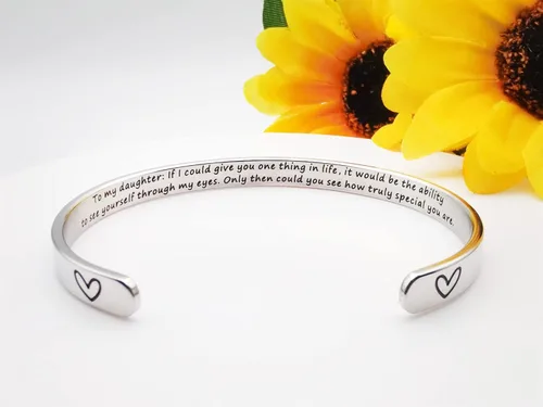 Miniatura 92 de Pulseras inspiradoras para mujer, joyería de acero inoxidable, con refranes, pulsera motivacional con mensaje oculto, pulseras grabadas para mejor
