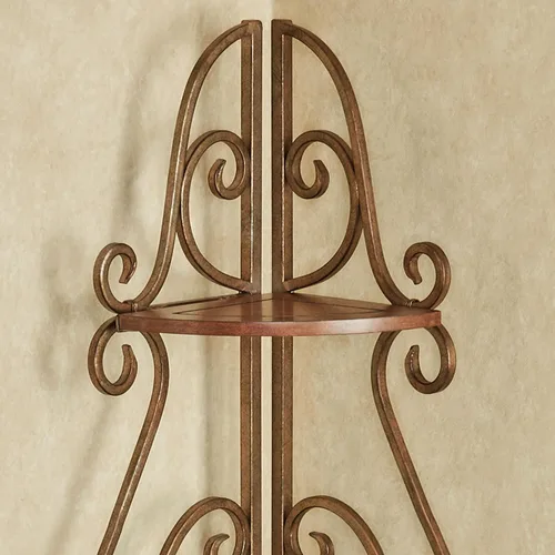 Miniatura 4 de Touch of Class Meyda - Estante esquinero de madera de cerezo natural y metal