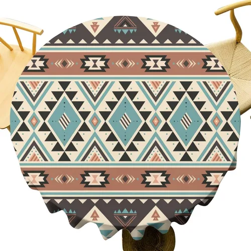 Miniatura 69 de Mantel azteca suroeste, diseño étnico tribal geométrico, estilo vintage, bohemio, elegante, lavable, para comedor, cocina, granja, fiesta