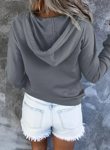 Miniatura 3 de SHEWIN - Sudadera casual con capucha de manga larga, con botones y cordón para mujer, holgada y con bolsillo
