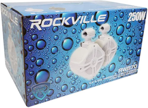 Miniatura 10 de Rockville Par de altavoces de torre de wakeboard marinos RWB70W de 500 W pico/300 W RMS de 4 ohmios, giro de 360 grados, impermeable, soportes