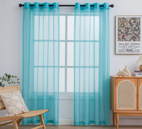 Miniatura 43 de PI - Cortinas traslúcidas con paneles pequeños, cortina transparente para ventana de cocina, mirador, 2 paneles