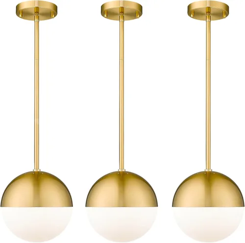 Miniatura 29 de LMS Luces colgantes negras de 8 pulgadas para isla de cocina, lámpara colgante moderna de globo con vidrio esmerilado, lámpara colgante Negro