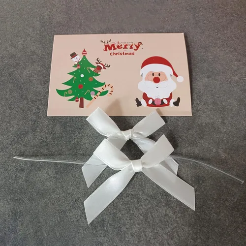 Miniatura 4 de Paquete de 50 lazos blancos para corbata, lazos preatados, lazos de satén de Navidad para bolsas de golosinas, lazos de embalaje para dulces