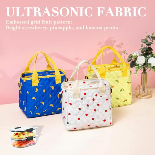 Miniatura 3 de TuErCao - Linda lonchera con forma de fresa para mujeres; bolsas de almuerzo para el trabajo, lonchera pequeña con aislamiento para pícnic, viaje