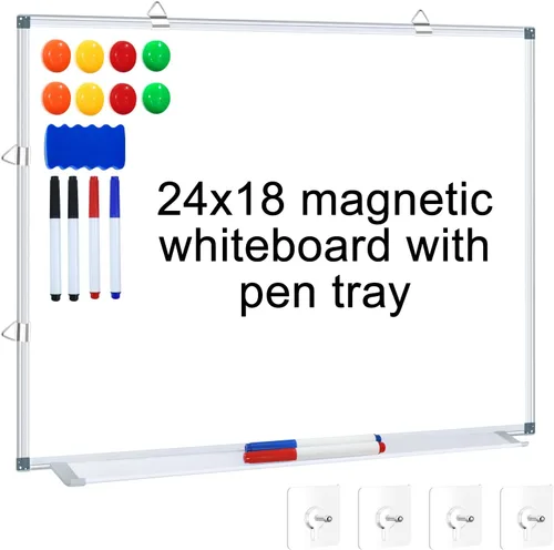 Miniatura 9 de H-Qprobd Pizarra de borrado en seco para presentación de aluminio para pared, pizarra blanca magnética con bandeja larga para bolígrafos, pizarra