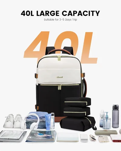 Miniatura 4 de LOVEVOOK - Mochila de Mano, Mochila de Viaje de 40L para Mujer con 3 Cubos de Embalaje, Mochilas de viaje